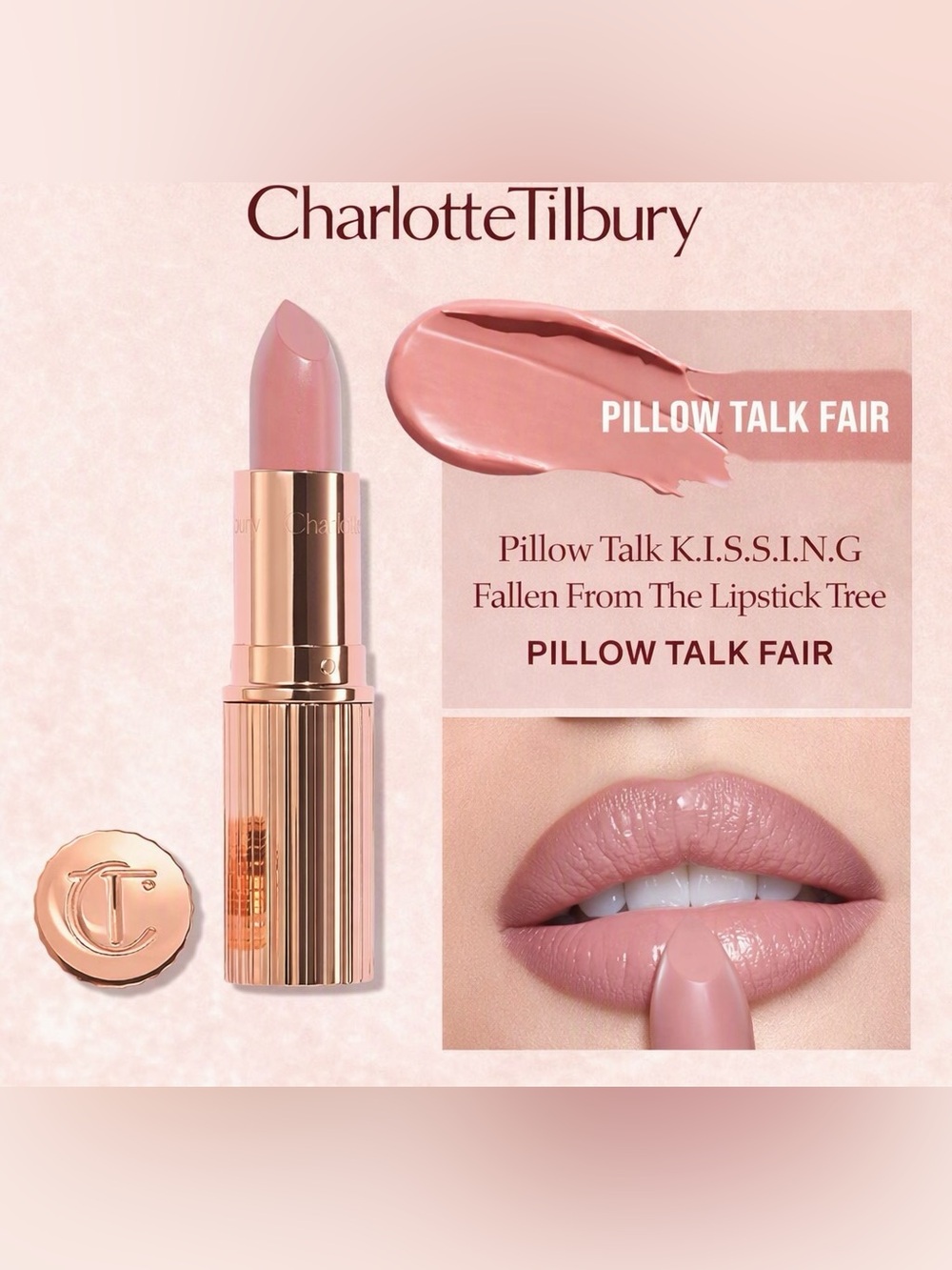 Charlotte Tilbury • K.I.S.S.I.N.G Lipstick in Pillowtalk Fair • New in Box - Picture 2 of 9